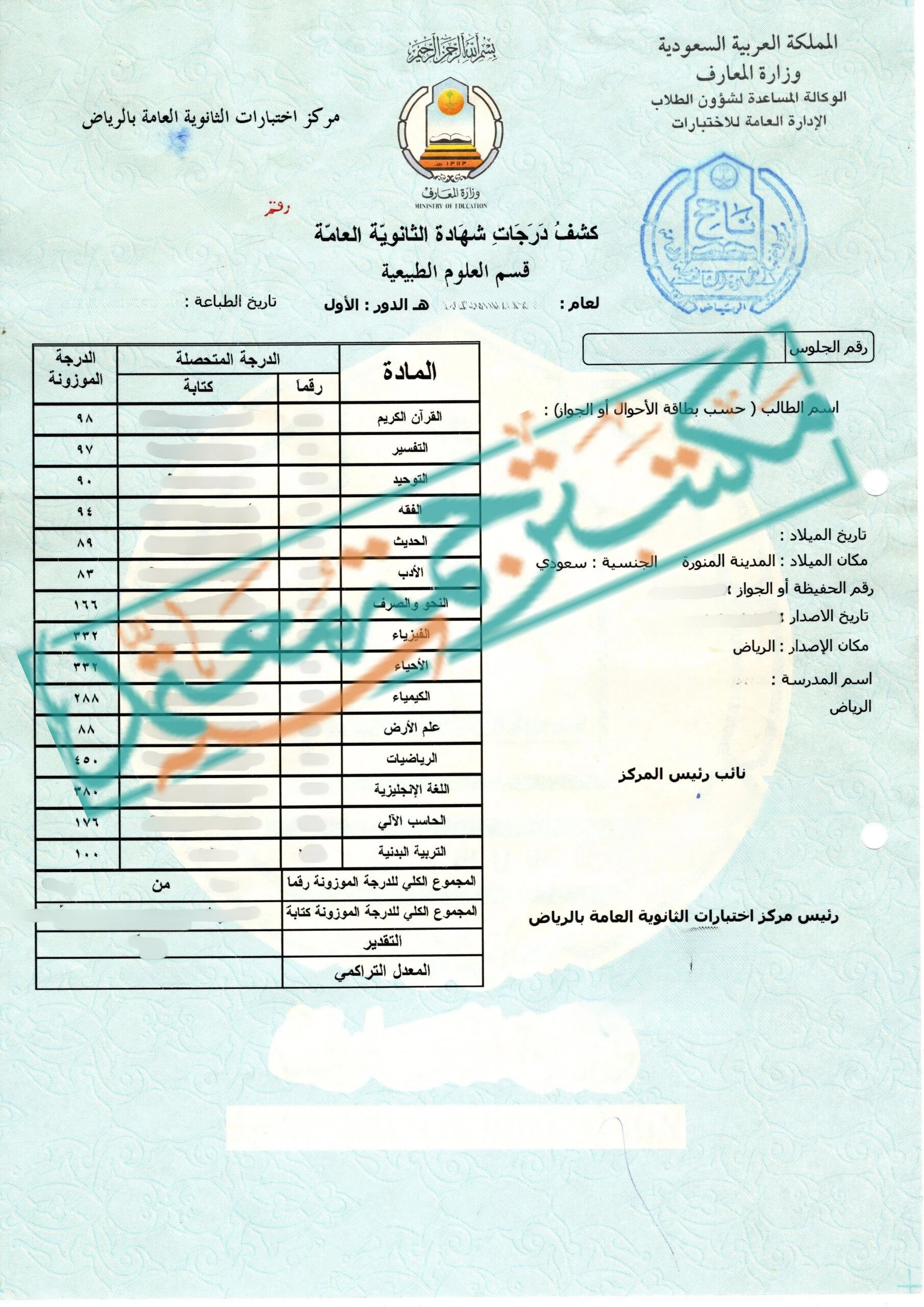ترجمة شهادة الثانوية العامة